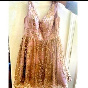 Pink and gold prom dress